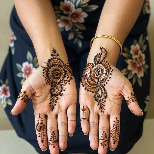 Intricate Black Henna Hands Photo
