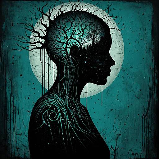 Surreal Melancholy Silhouette Portrait