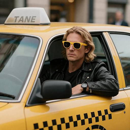 Cool Taxi Driver in Cityscape