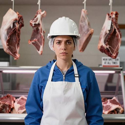 Butcher Shop Worker in Safety Gear