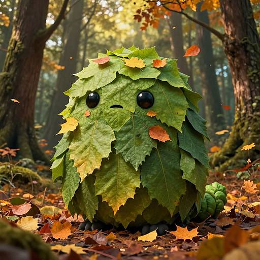 Kawaii Autumn Leaf Worm Monster