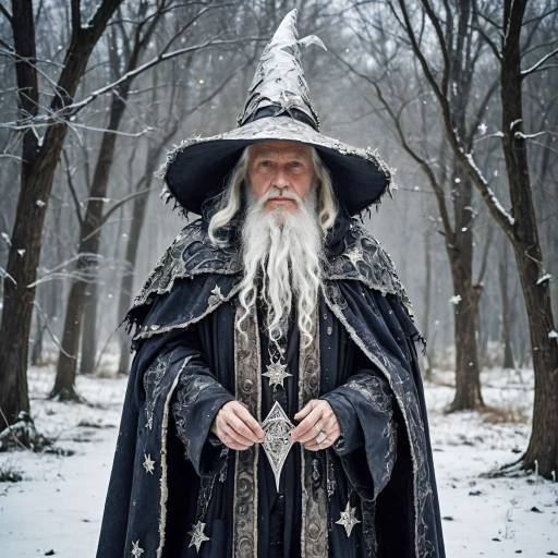 Elderly Wizard in a Magical Halloween Setting