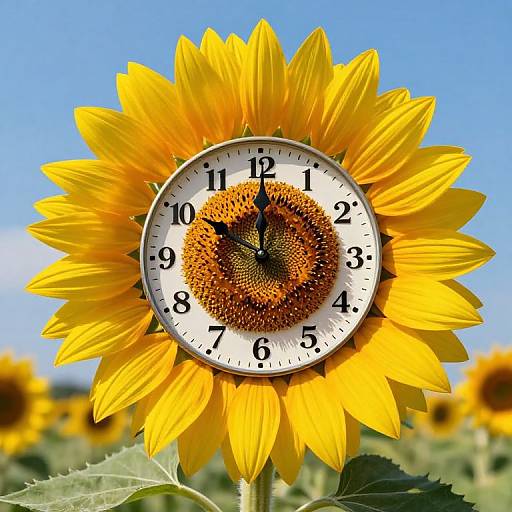 Surreal Sunflower Clock Fusion
