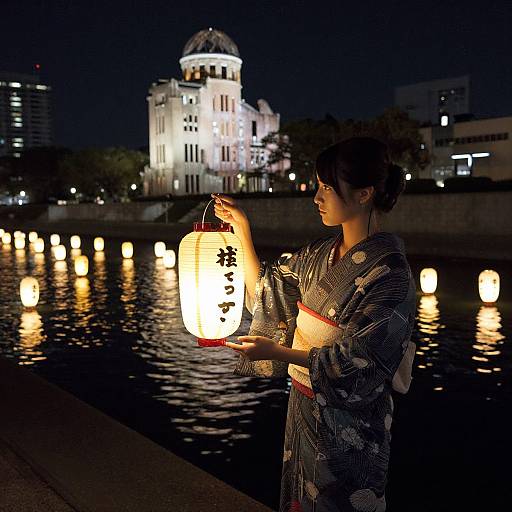 Woman with Lantern at Hiroshima Ceremony