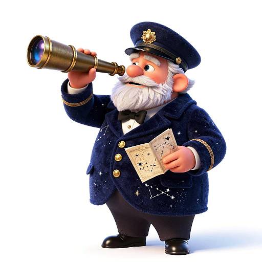 Stargazing Comet Grandpa in Peacoat