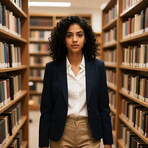 Photorealistic Girl in a Library