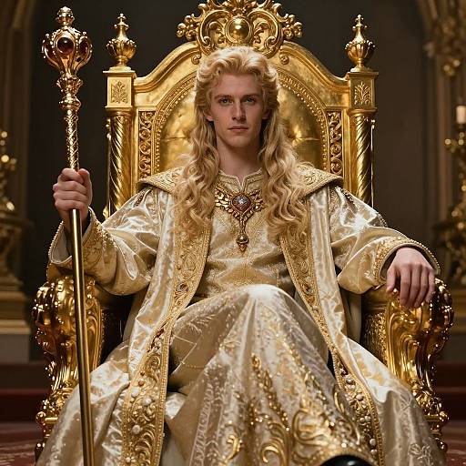 Blond Prince on Golden Throne