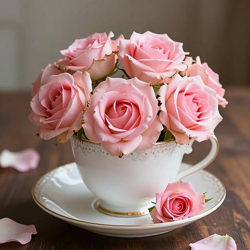 Delicate Roses in Teacup