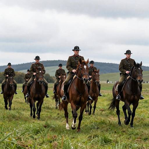 Dynamic Cavalry Charge on Grassy Field