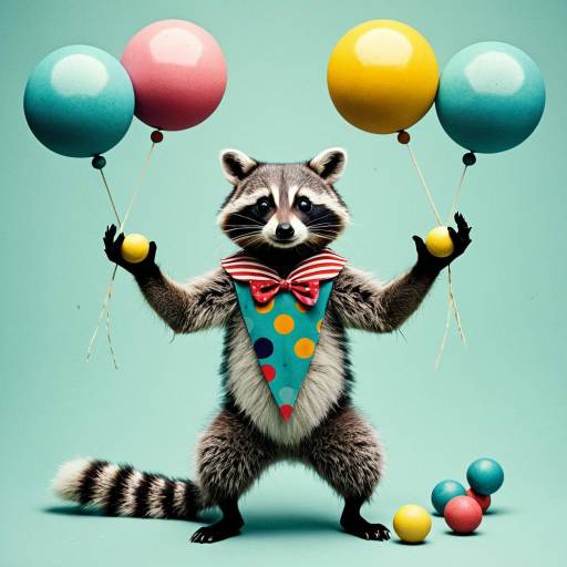 Circus Raccoon Juggling Balloons
