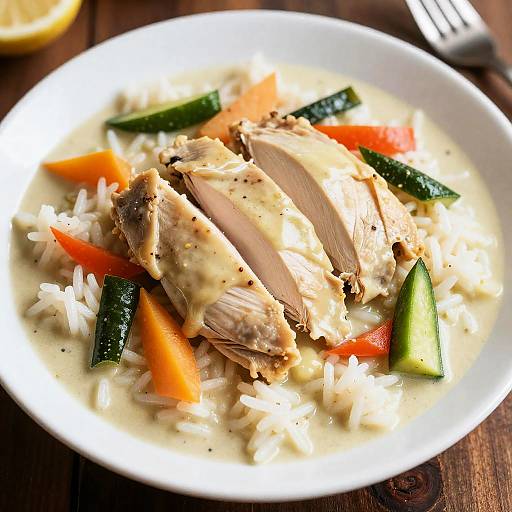 Chicken Coconut Curry with Rice and Vegetables