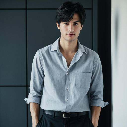 Young man in casual modern menswear posing indoors