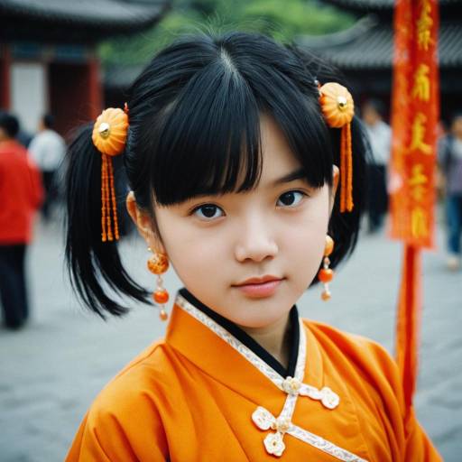 Charming Girl in Orange Costume