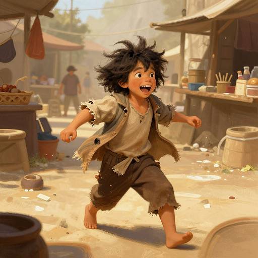 Impish Child Causing Playful Chaos