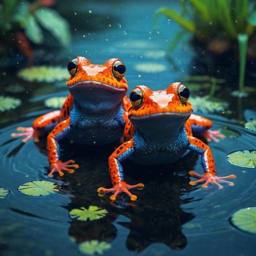 Colorful Frogs in Murky Water Colorful Frogs in Murky Water