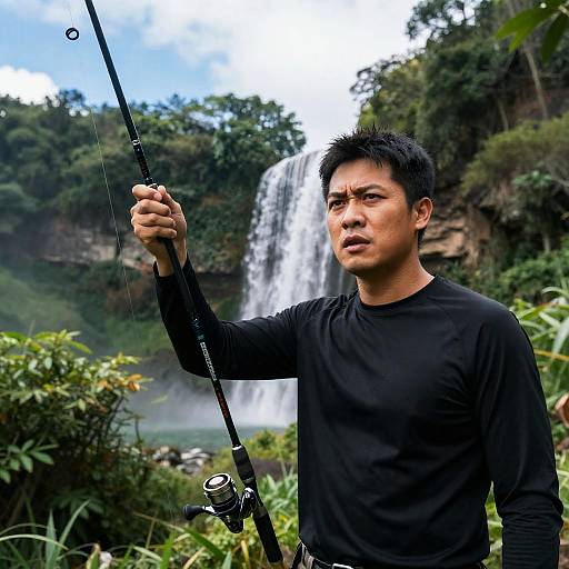 Fishing in a Lush Forest Landscape