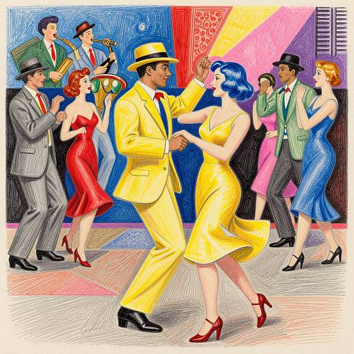 Vibrant Socialist Realist Nightclub Scene
