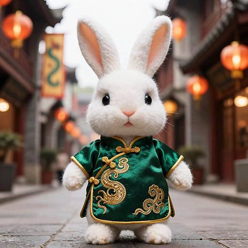 Hyper Realistic Wool Rabbit in Chinatown