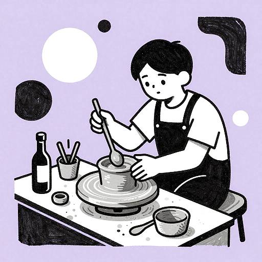 Whimsical Potter Lithograph Print