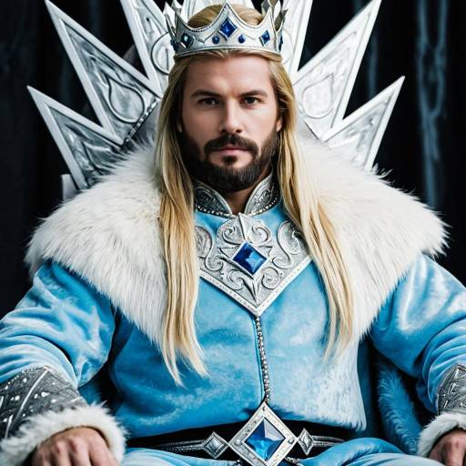 Man in Ice King Costume with Crown on Throne