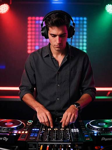 Male DJ at Club Mixer Booth