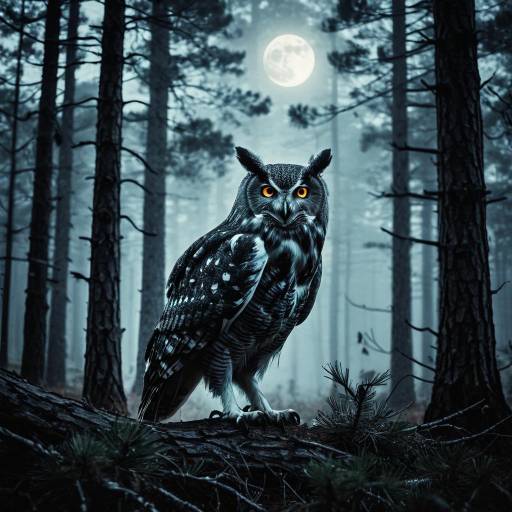 Eerie Zombie Owl in Foggy Forest Eerie Zombie Owl in Foggy Forest