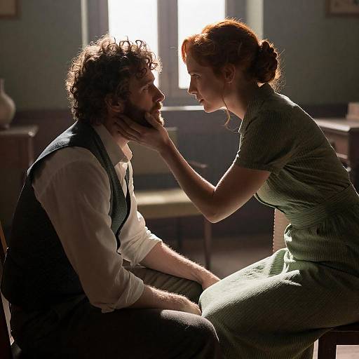 Intimate Moment in Dimly Lit Room