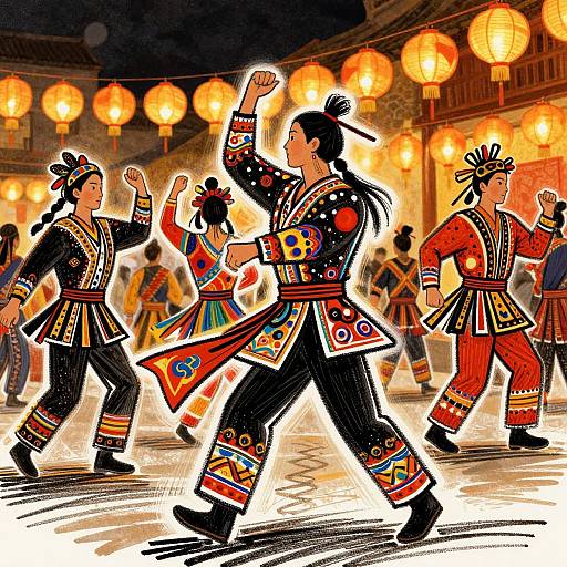 Dynamic Festival Dance Illustration