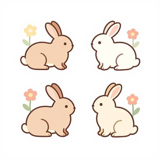 Minimalistic Pastel Bunny Clipart