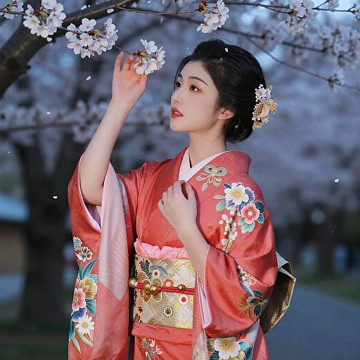 Graceful Woman in Vibrant Kimono