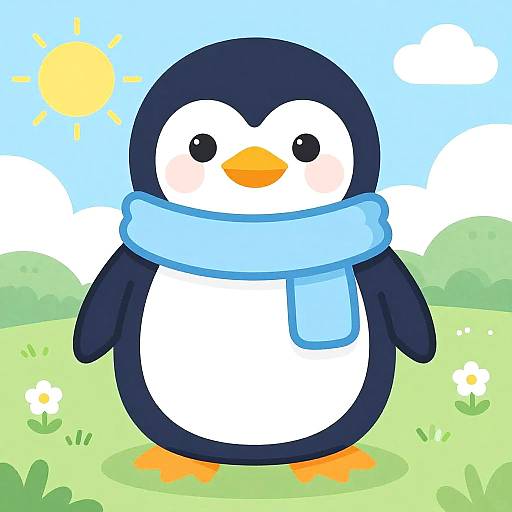 Cute Penguin in Scarf Vector Art