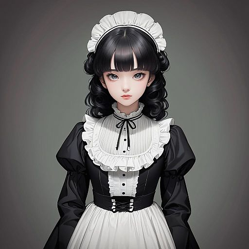 Curious Victorian-Era Maid with Curly Hair Curious Victorian-Era Maid with Curly Hair