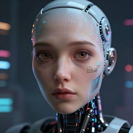 Surreal Cyberpunk Humanoid Robot Portrait