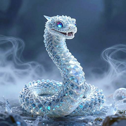 Glowing Crystal Serpent Fantasy Creature