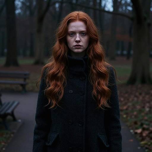 Mysterious Woman in Dark Forest