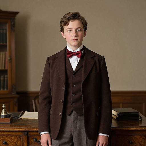 Victorian Boy in Brown Jacket