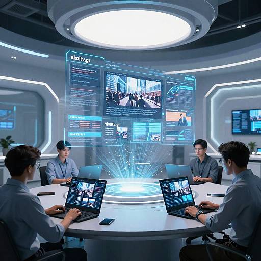 Futuristic Skaitv.gr Newsroom Scene