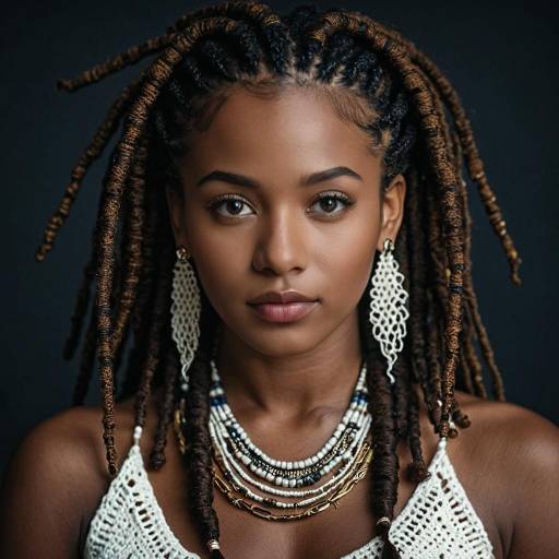 Stylish Crochet Locs on Dark-Skinned Beauty