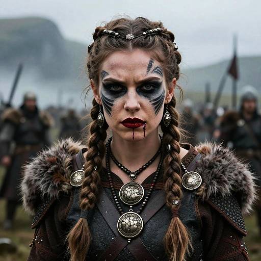 Female Viking Warrior with Tribal Face Paint