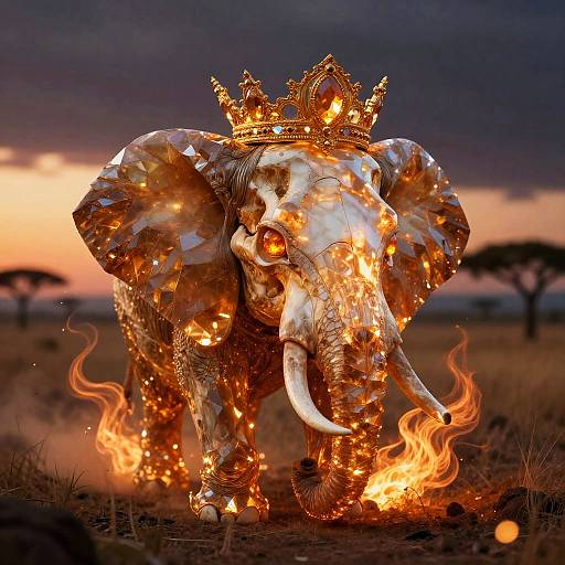 Glowing Citrine Elephant Skull Artwork