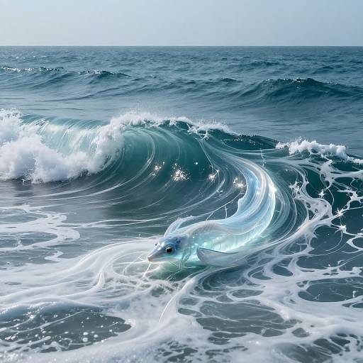 Surreal Seascape with Translucent Waves