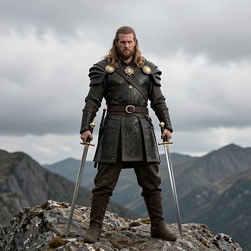 Epic Viking Warrior on Mountain Peak