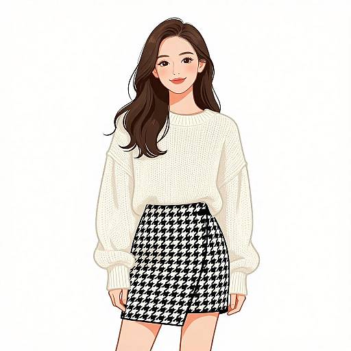 Chic Smiling Woman in Cozy Outfit