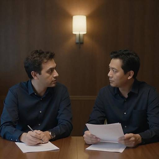 Dimly Lit Discussion by Sconce Light