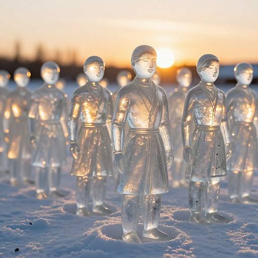 Translucent Glass Figures in Snow