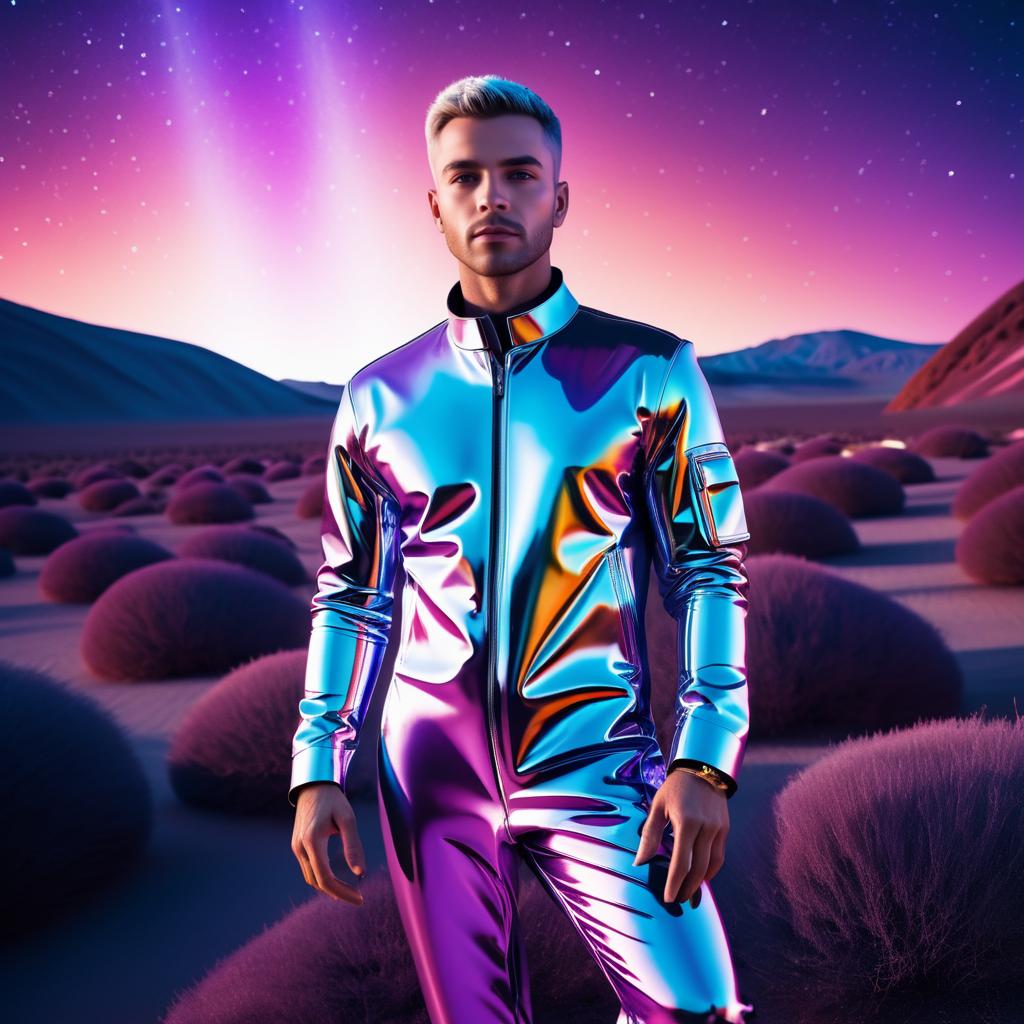 Futuristic Astronaut in Colorful Expanse