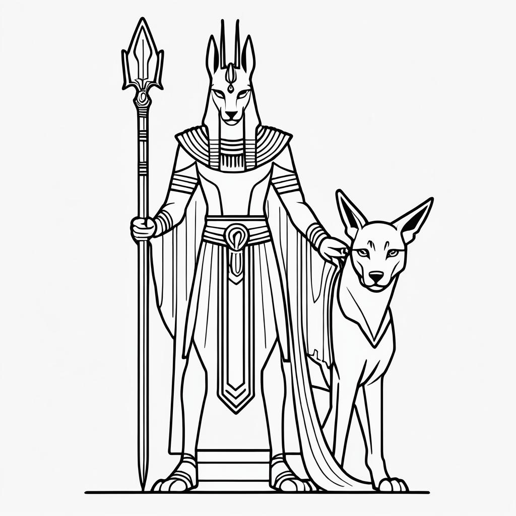 Minimalist Outline of Egyptian God Anubis