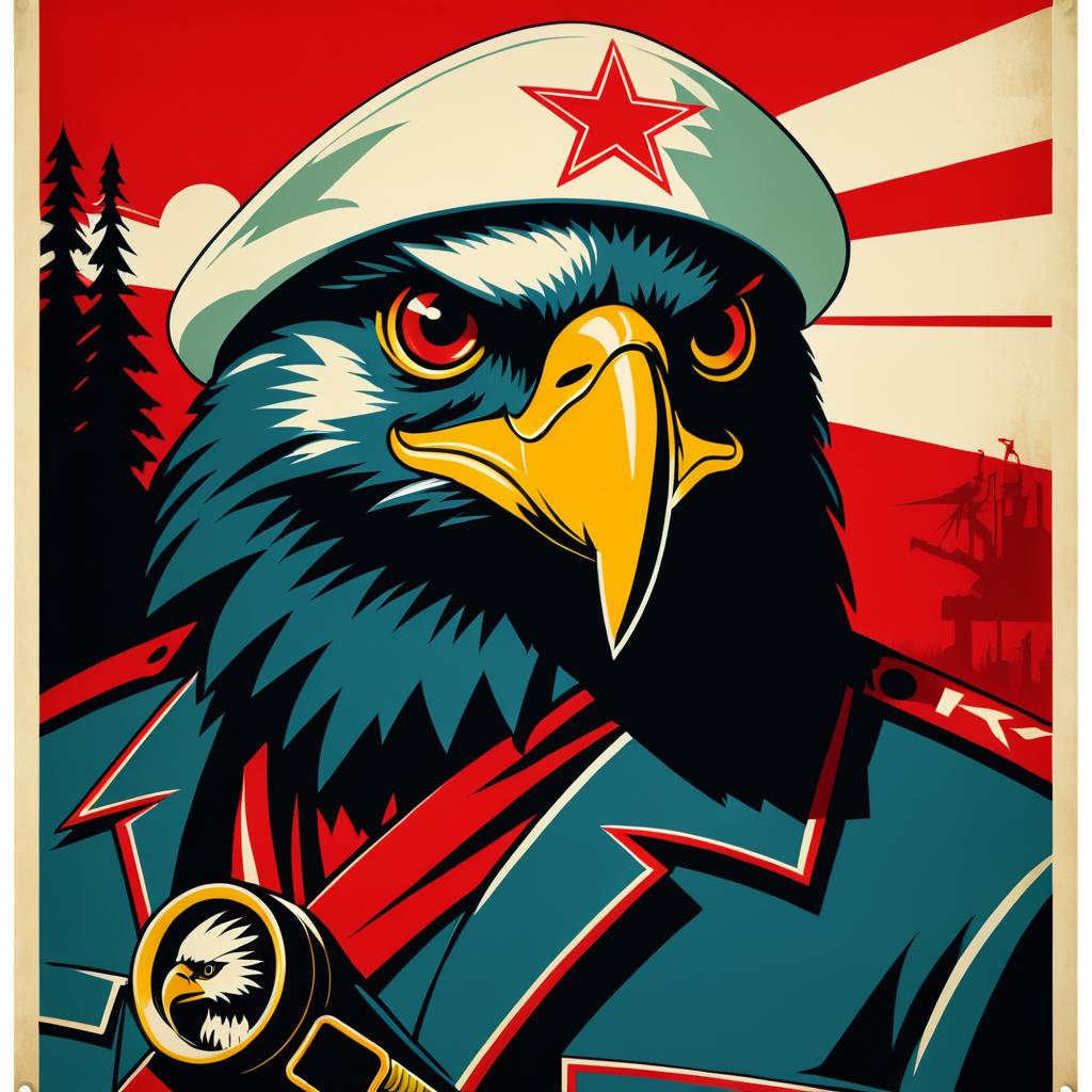 Bold Soviet Poster: Brave Miner Eagle