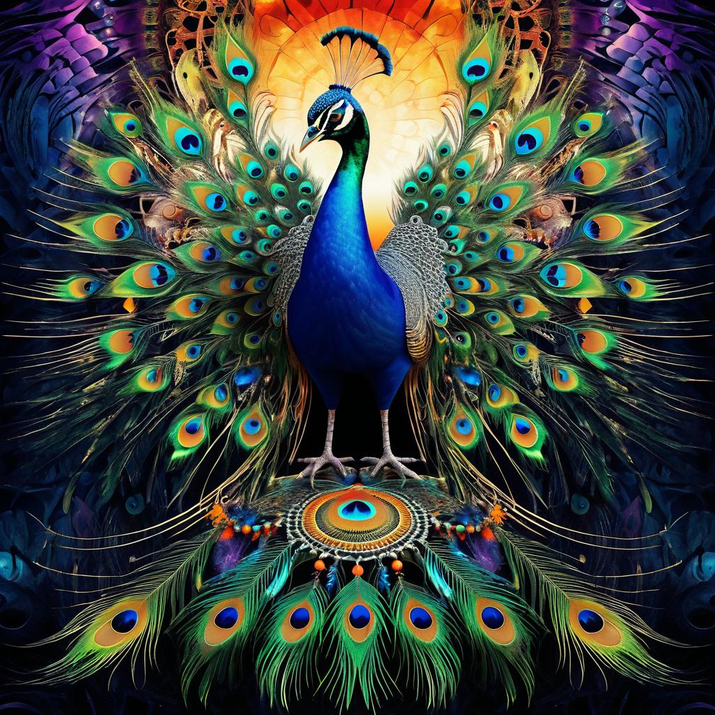 Surreal Peacock with Dreamcatchers Artwork