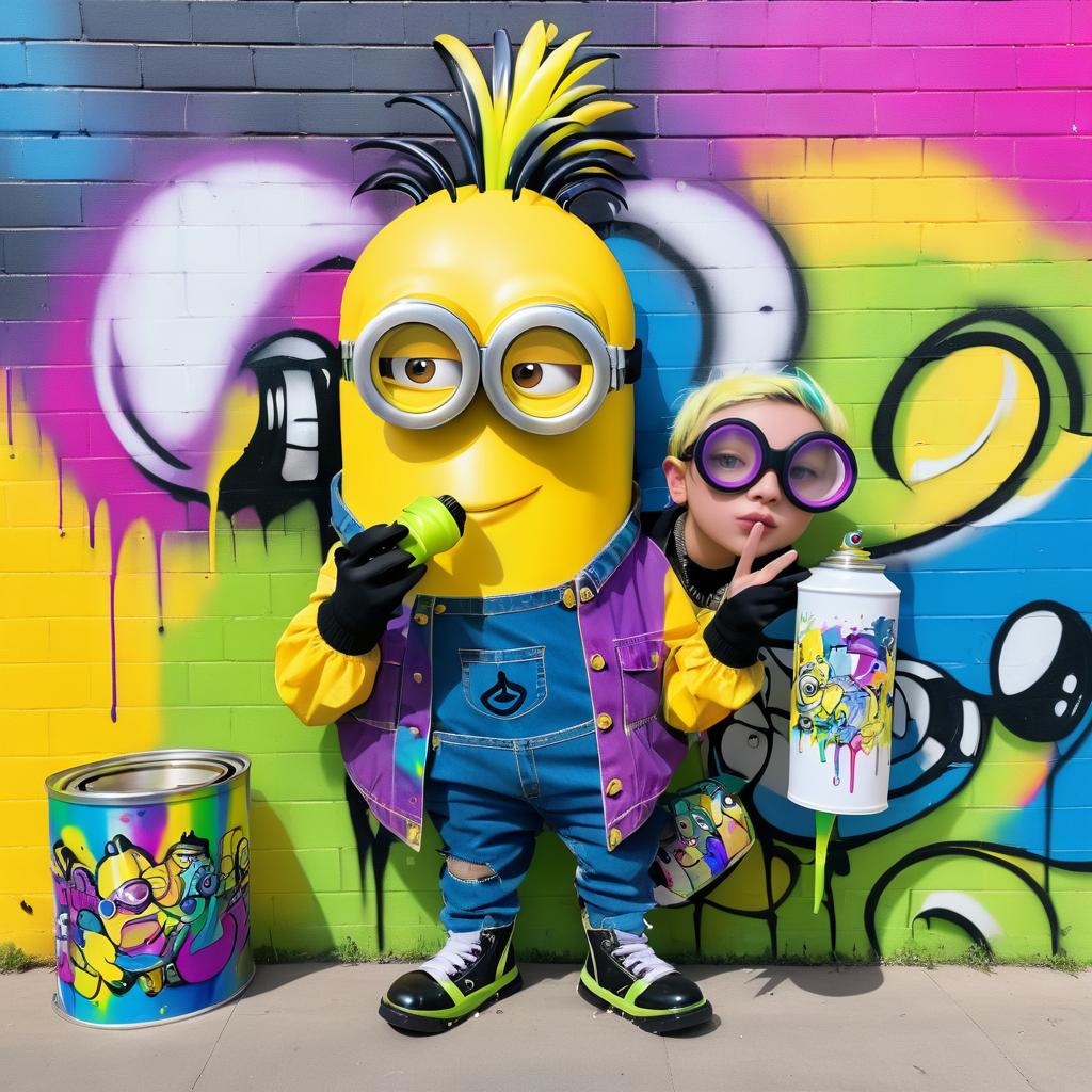 Colorful Minion Graffiti Art Scene